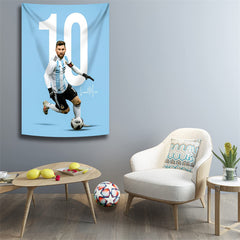 Lofaris Lionel Messi Number 10 Blue Argentina Wall Tapestry