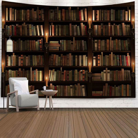 Lofaris Literary Bookshelf Family Architecture Wall Tapestry