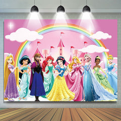 Lofaris Litlle Glitter Princess Pink Castle Birthday Backdrop