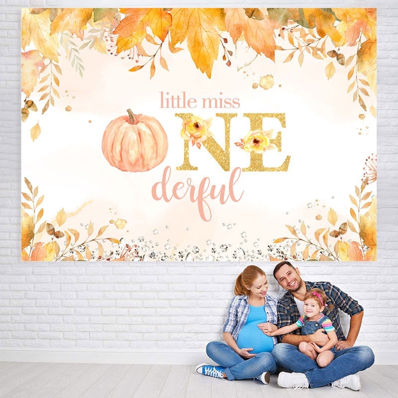 Lofaris Pumpkin And Yellow Leaves Baby Shower Backdrop for Girl