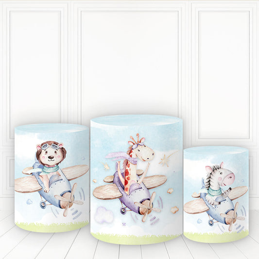 Lofaris Little Animals Pilot Pillar Wrap Sea Blue Birthday Pedestal Cover