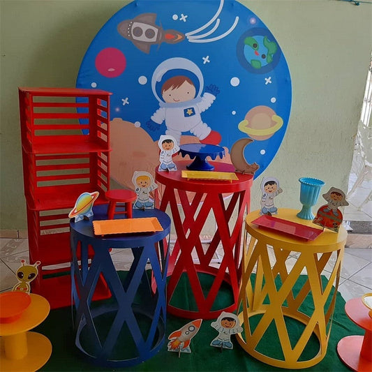 Lofaris Little Astronaut And Universe Round Birthday Backdrop