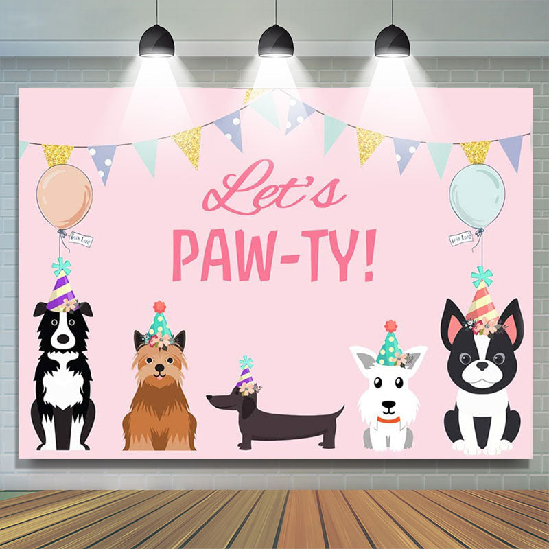Lofaris Little Balloon Animals Pink Lets Party Birthday Backdrop