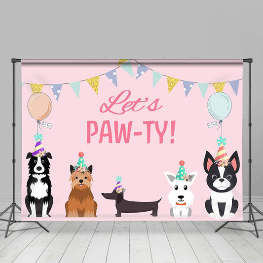 Lofaris Little Balloon Animals Pink Lets Party Birthday Backdrop