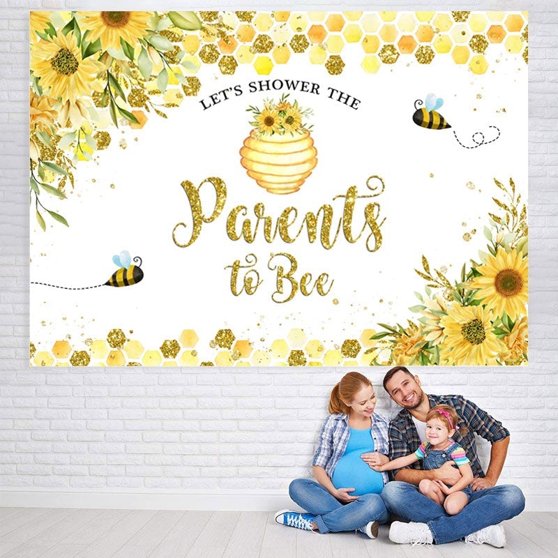 Lofaris Little Bees and Sunflowers Yellow Baby Shower Backdrop