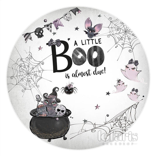 Lofaris Little Boo Is Almost Due Round Baby Shower Backdrop
