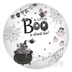 Lofaris Little Boo Is Almost Due Round Baby Shower Backdrop