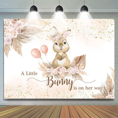 Lofaris Little Bunny Is On Her Way Baby Shower Backdrop