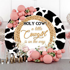 Lofaris Little Cowgirl Is On The Way Round Baby Shower Backdrop