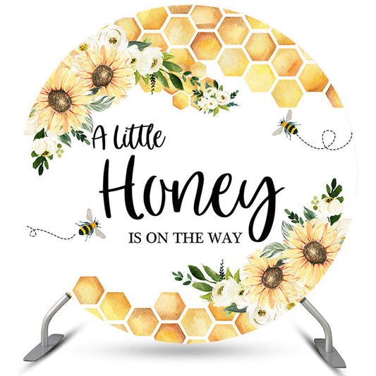 Lofaris Little Honey Is On The Way Round Baby Shower Backdrop