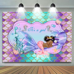 Lofaris Little Mermaid Purple Glitter Girl Baby Shower Backdrop