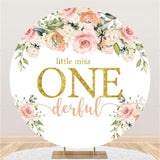 Load image into Gallery viewer, Lofaris Little Miss One Derful Round Floral Birthday Backdrop