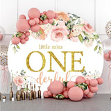 Load image into Gallery viewer, Lofaris Little Miss One Derful Round Floral Birthday Backdrop