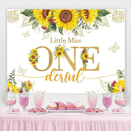 Lofaris Little Miss Onederful Sunflower 1st Birthday Backdrop