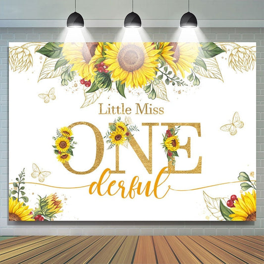 Lofaris Little Miss Onederful Sunflower 1st Birthday Backdrop