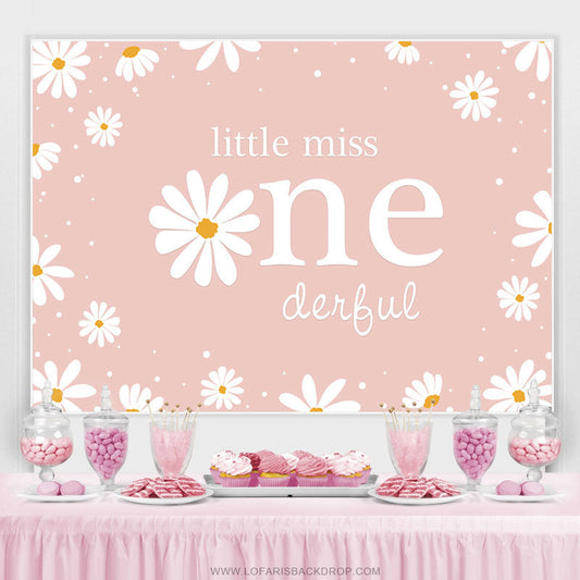 Lofaris Little Miss Simple Daisy Happy 1st Birthday Backdrop