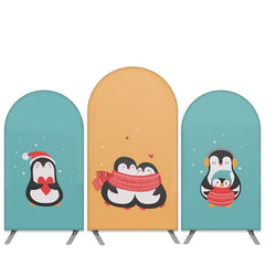 Lofaris Little Penguin Theme Cyan Orange Valentines Arch Backdrop Kit