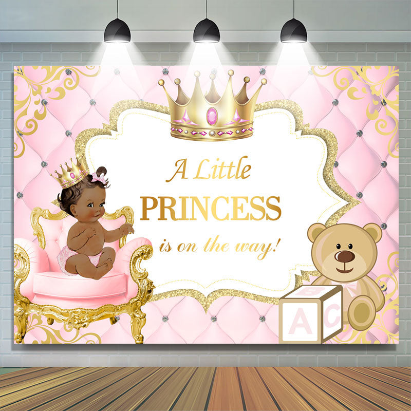 Lofaris Little Princess and Teddy Bear Baby Shower Backdrop