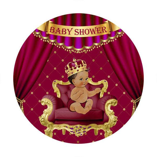 Lofaris Little Princess Red Theme Round Baby Shower Backdrop