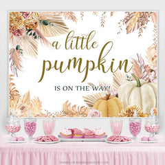 Lofaris Little Pumpkin Is On The Way Autumn Baby Shower Backdrop