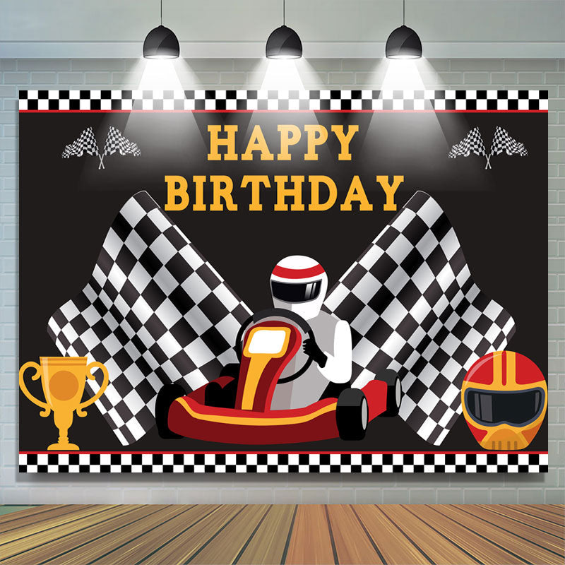 Lofaris Little Racing Driver Trophy Happy Birthday for Boy