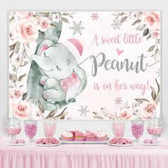 Lofaris Little Sweet Elephant Pink Floral Baby Shower Backdrop