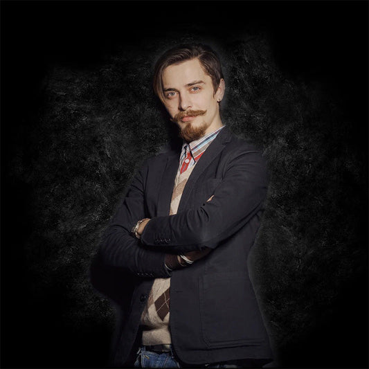 Lofaris Abstract Textured Black Round White Photo Portrait Backdrop