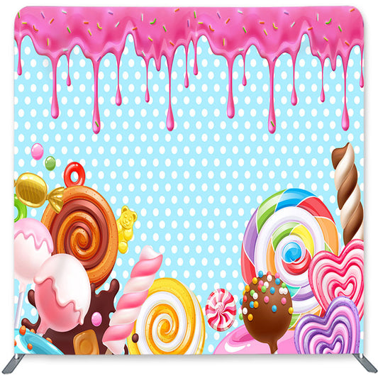 Lofaris Lollipop Blue Theme Double-Sided Backdrop for Birthday