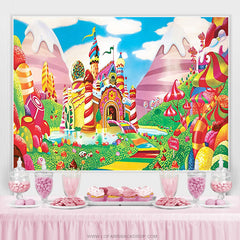 Lofaris Lollipop Candyland Castle Birthday Backdrop For Girl