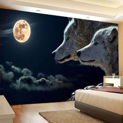 Lofaris Lone Wolf And Moon Animal 3D Printed Wall Tapestry