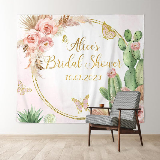 Lofaris Love And Tacos Cactus Floral Bridal Shower Backdrop For Party