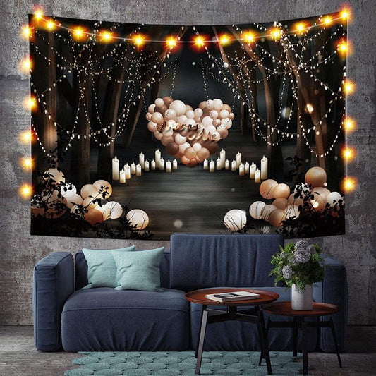 Lofaris Love Ballons Forest Trippy Valentine’s Day Custom Tapestry