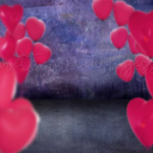 Lofaris Love Balloons Black Purple Abstract Photo Portrait Backdrop