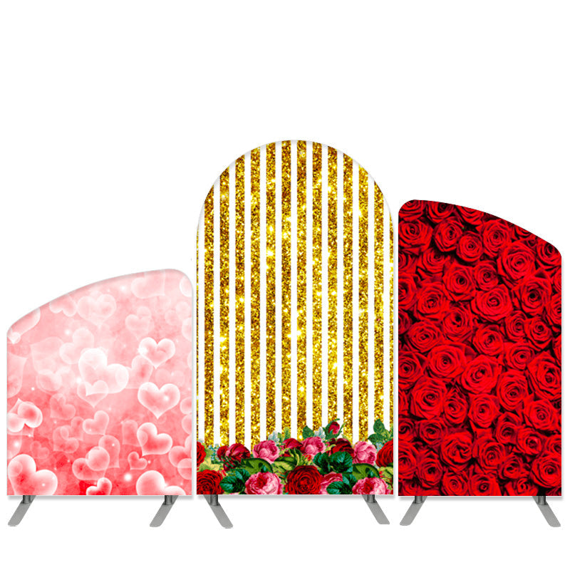 Lofaris Love Bokeh Theme Red Floral Wedding Arch Backdrop Kit