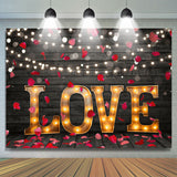 Load image into Gallery viewer, Lofaris Love Light With Black Wood Happy Valentines Backdrop