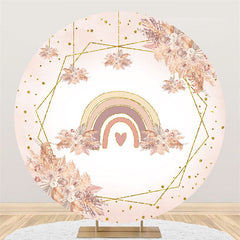 Lofaris Love Rainbow And Flower Happy Birthday Circle Backdrop