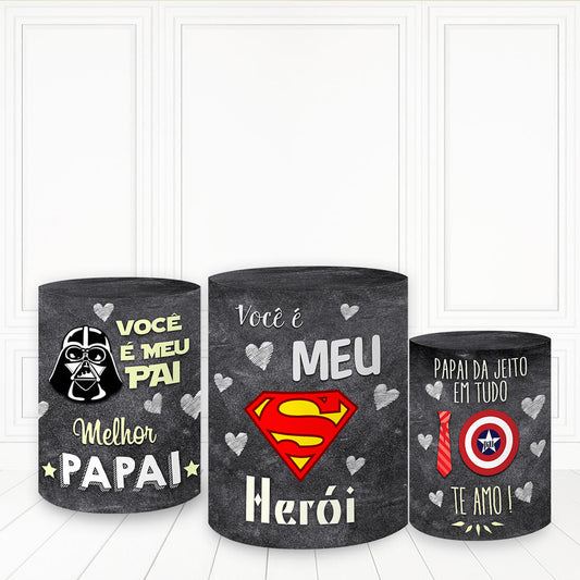 Lofaris Love Super Hero Plinth Cover Grey And Red Color Pillar Wrap