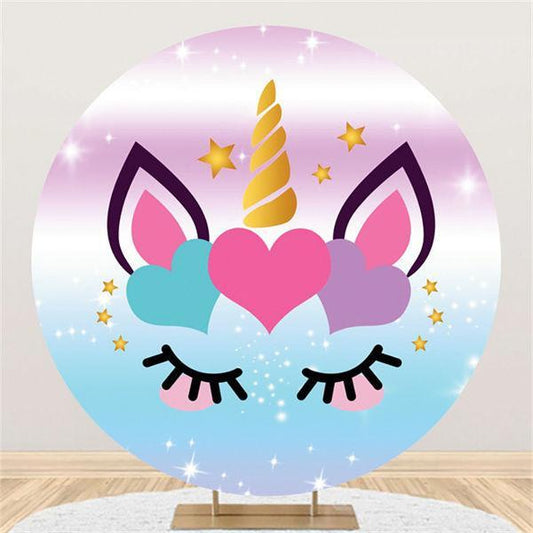 Lofaris Love Unicorn Round Baby Shower Party Backdrop For Girl