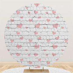 Lofaris Love White Stripe Wall Happy Birthday Circle Backdrop