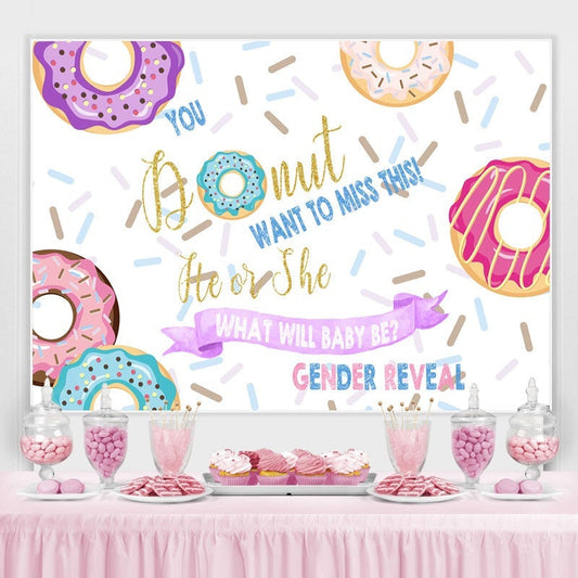 Lofaris Lovely And Colorful Donuts Themed Baby Shower Backdrop