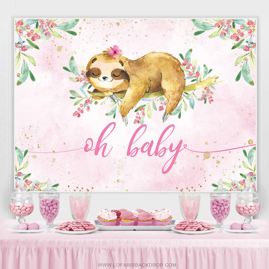 Lofaris Lovely And Floral Pink Spring Baby Shower Backdrop