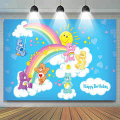Lofaris Lovely Care Bear Rainbow Sky Birthday Backdrop