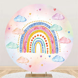 Load image into Gallery viewer, Lofaris Lovely Cartoon Sky With Rainbow Heart Circle Backdrop