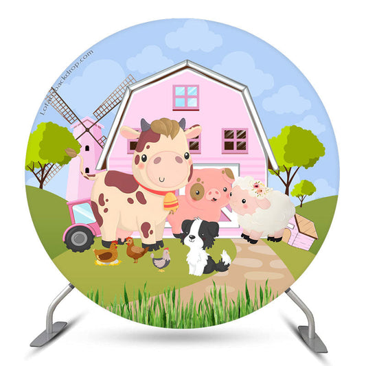 Lofaris Lovely Farm And Ainmal Round Party Backdrop Kit For Kid