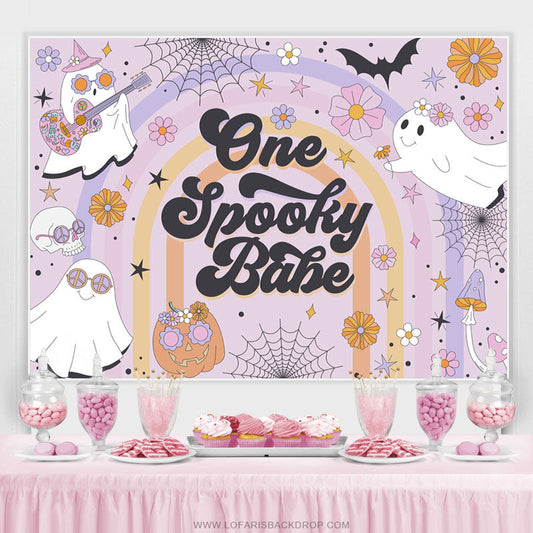 Lofaris Lovely Floral Ghost Halloween Baby Shower Backdrop