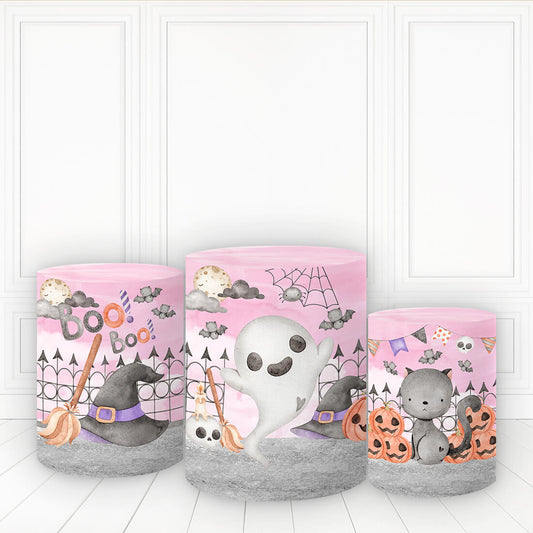 Lofaris Lovely Ghost Pillar Cover Happy Halloween Cylinder
