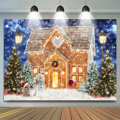 Lofaris Lovely Gingerbread House and Snowman Christmas Backdrop