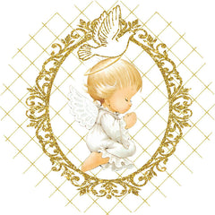 Lofaris Lovely Glitter Gold Angel With Dove Round Backdrop Kit