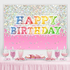 Lofaris Lovely Glitter Pink Happy Birthday Backdrop For Girl