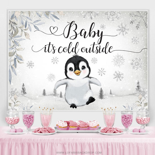 Lofaris Lovely Pigeon Walking On The Snow Baby Shower Backdrop